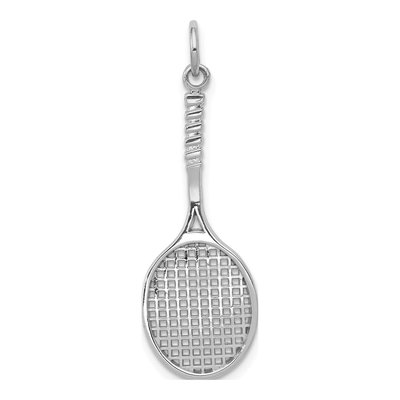 14K White Gold Tennis Racquet Pendant