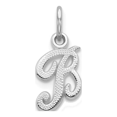 14K White Gold Script Letter B Charm