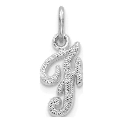 14K White Gold Script Letter F Charm