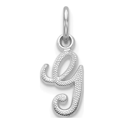 14K White Gold Script Letter G Charm