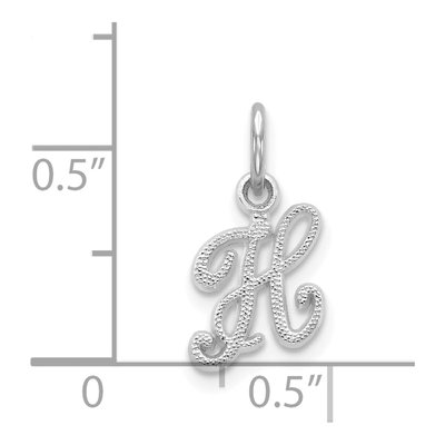 14K White Gold Script Letter H Charm – view 3