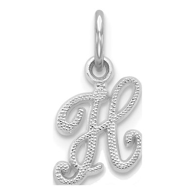 14K White Gold Script Letter H Charm