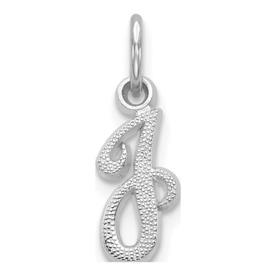 14K White Gold Script Letter J Charm