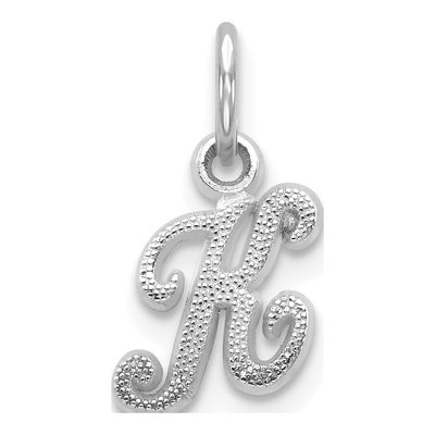 14K White Gold Script Letter K Charm