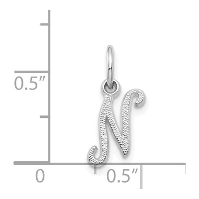 14K White Gold Script Letter N Charm – view 4