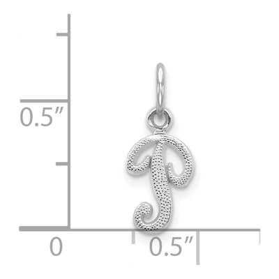 14K White Gold Script Letter P Charm – view 4