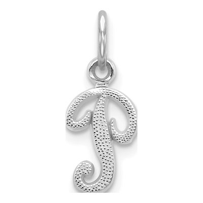 14K White Gold Script Letter P Charm