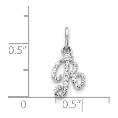 14K White Gold Script Letter R Pendant – view 4