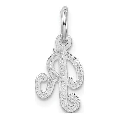 14K White Gold Script Letter R Pendant – view 5