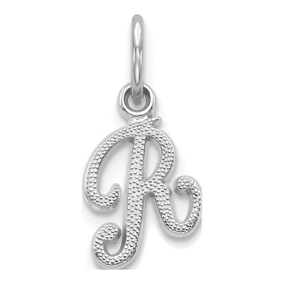 14K White Gold Script Letter R Pendant