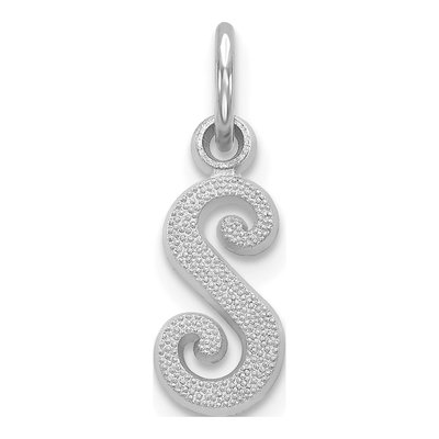14K White Gold Script Letter S Pendant