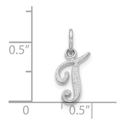 14K White Gold Script Letter T Charm – view 4