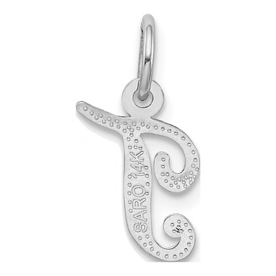 14K White Gold Script Letter T Charm – view 5