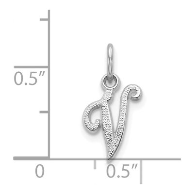 14K White Gold Script Letter V Pendant – view 4