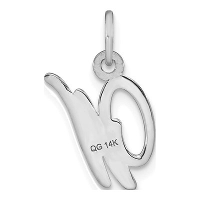 14K White Gold Script Letter W Charm – view 4