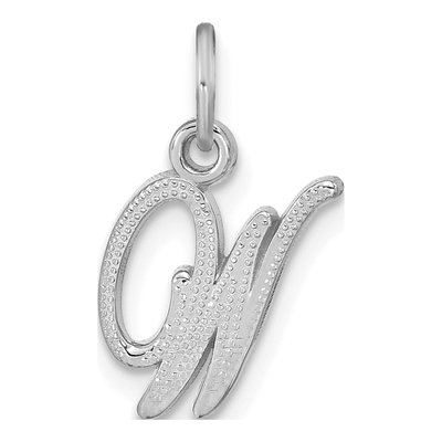 14K White Gold Script Letter W Charm