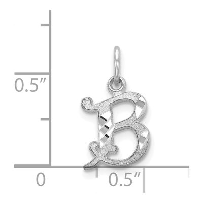 14K White Gold Diamond-Cut Letter B Charm – view 4