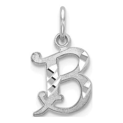 14K White Gold Diamond-Cut Letter B Charm