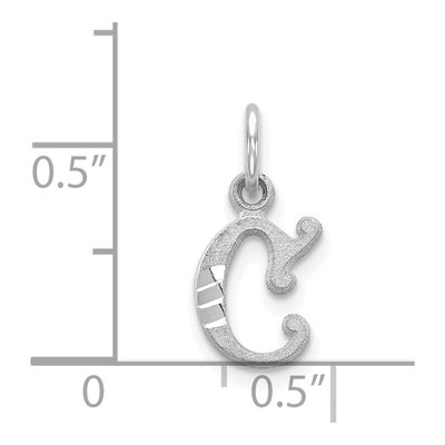 14K White Gold Diamond-Cut Letter C Charm – view 4