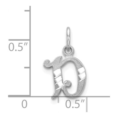 14K White Gold Diamond-Cut Letter D Charm – view 4