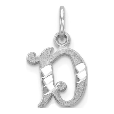 14K White Gold Diamond-Cut Letter D Charm