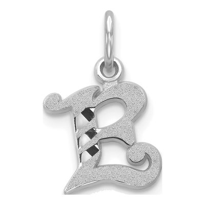 14K White Gold Letter E Pendant