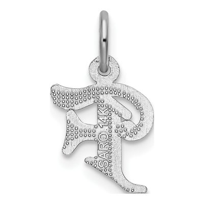 14K White Gold Diamond-Cut Letter F Charm – view 5