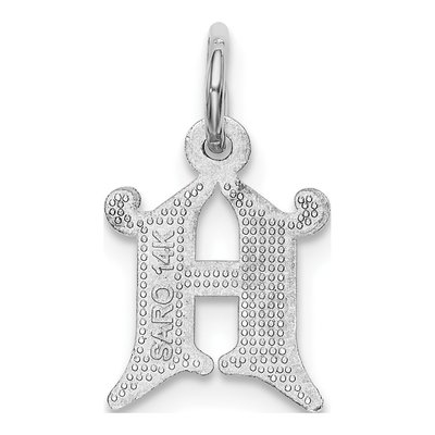 14K White Gold Letter H Charm – view 5