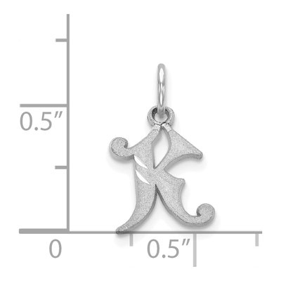 14K White Gold Diamond-Cut Letter K Charm – view 4