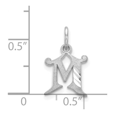 14K White Gold Diamond-Cut Letter M Charm – view 4