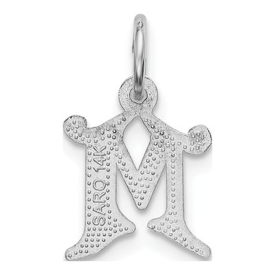 14K White Gold Diamond-Cut Letter M Charm – view 5