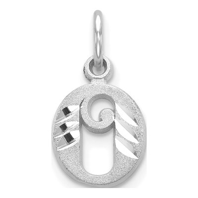 14K White Gold Letter O Charm