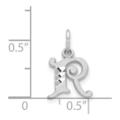 14K White Gold Letter R Pendant – view 4