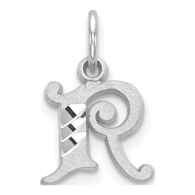 14K White Gold Letter R Pendant