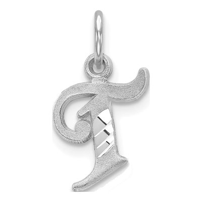 14K White Gold Letter T Pendant
