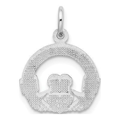 14K White Gold Claddagh Pendant – view 4