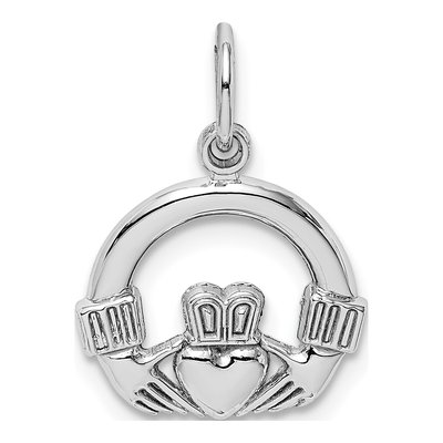 14K White Gold Claddagh Pendant