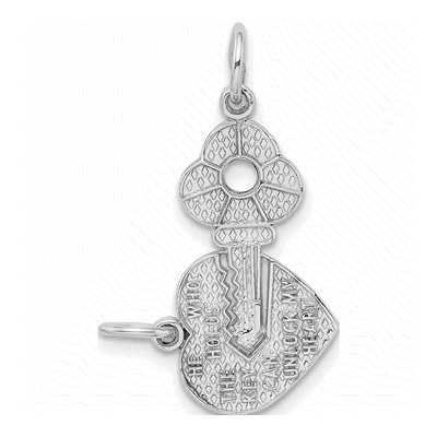 14K White Gold Key Heart Break-Apart Set Charm – view 4