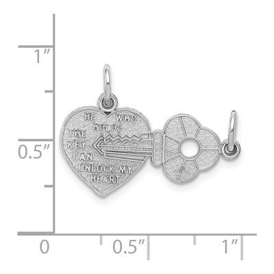 14K White Gold Key Heart Break-Apart Set Charm – view 5