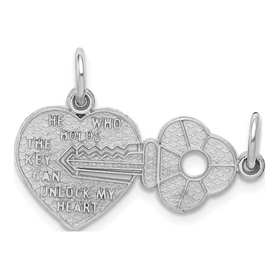 14K White Gold Key Heart Break-Apart Set Charm