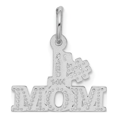 14K White Gold MOM Number 1 Pendant – view 4