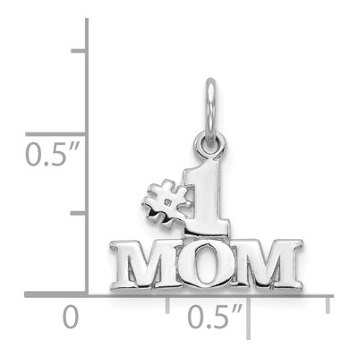 14K White Gold MOM Number 1 Pendant – view 5