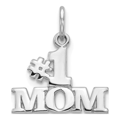 14K White Gold MOM Number 1 Pendant
