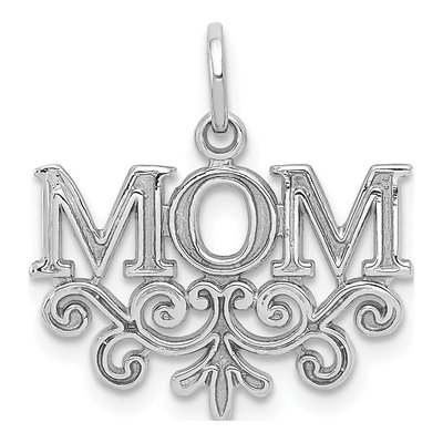 14K White Gold MOM Pendant