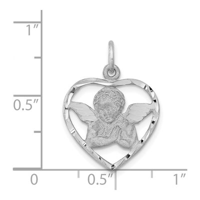 14K White Gold Angel Heart Pendant – view 5