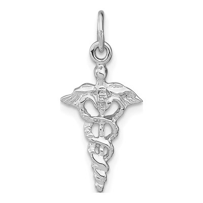 14K White Gold Caduceus Pendant – view 4