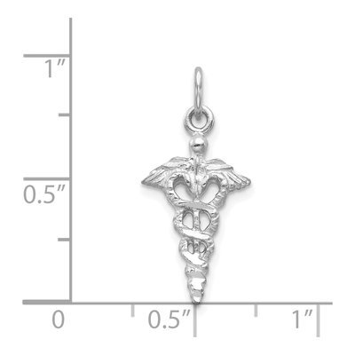 14K White Gold Caduceus Pendant – view 5
