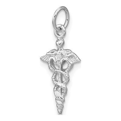 14K White Gold Caduceus Pendant – view 6