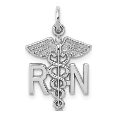 14K White Gold RN Registered Nurse Charm
