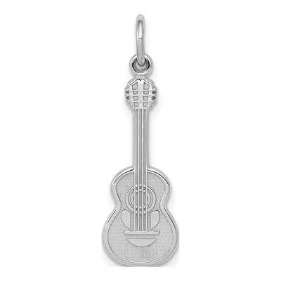 14K White Gold Acoustic Guitar Pendant